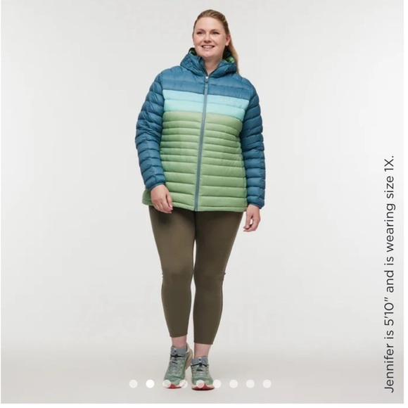 Cotopaxi Women's Medium Fuego Hooded Down Jacket Blue Spruce Aspen Puff NWT - Picture 10 of 15